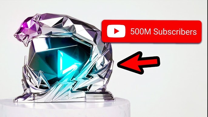 Celebrating 500M subscribers with the channel's custom plaque.