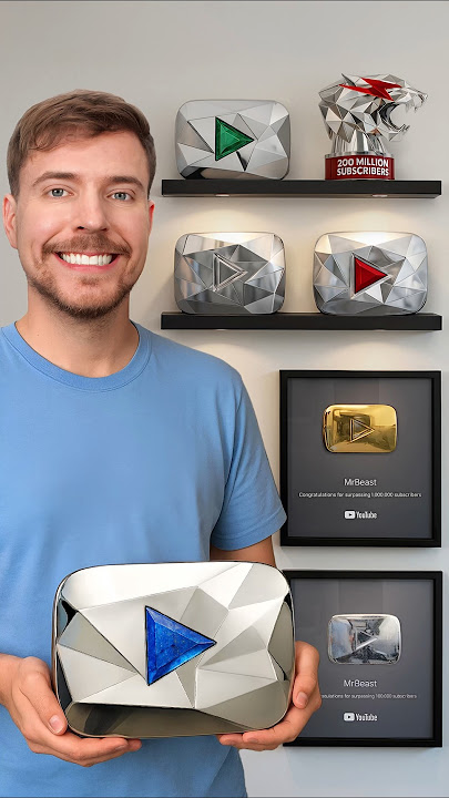 Play-button trophy shelf inside the Greenville studio.